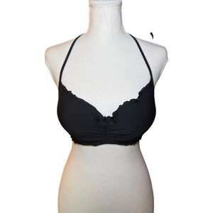Bikini Nation Black Push-Up Bikini Top Halter Padded Women's Medium